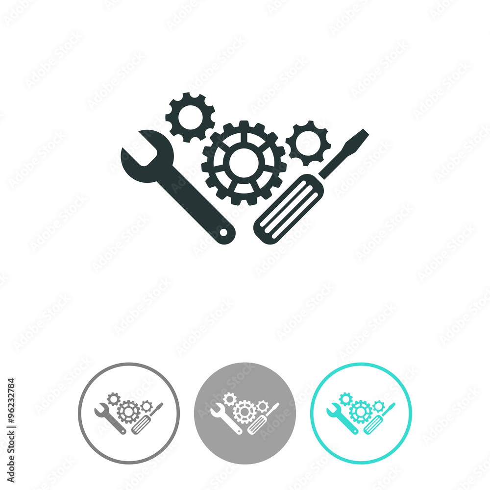 Repair tool vector icon. Service symbol. Gear, screwdriver and wrench. Repair tool vector icon. Service symbol. Gear, screwdriver and wrench.