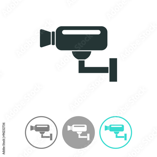 Surveillance camera (CCTV). Warning vector icon.