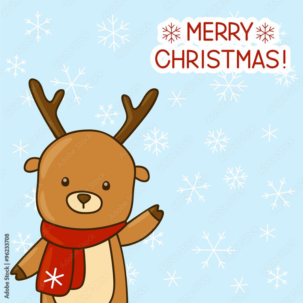 Christmas card with cartoon deer Christmas card with cartoon deer
