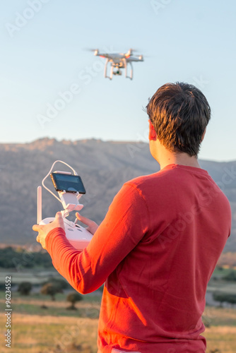 Man guiding a drone
