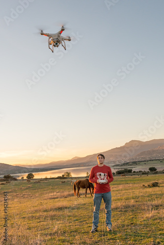 Man guiding a drone