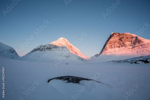 sunrise near Kebnekaise - Sweden in the wintertime