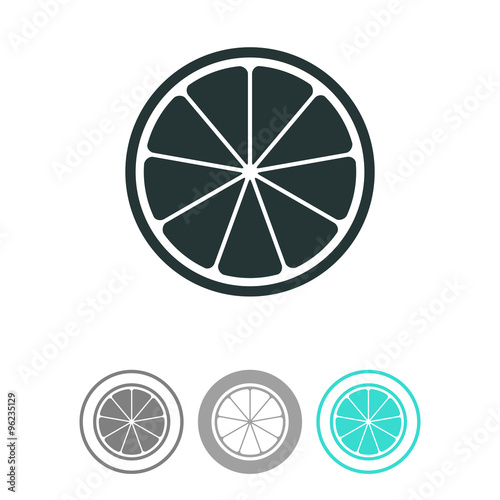 Orange or lemon slice vector icon.