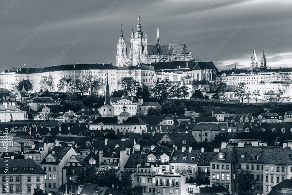 Prague Castle after sunset. Czech republic