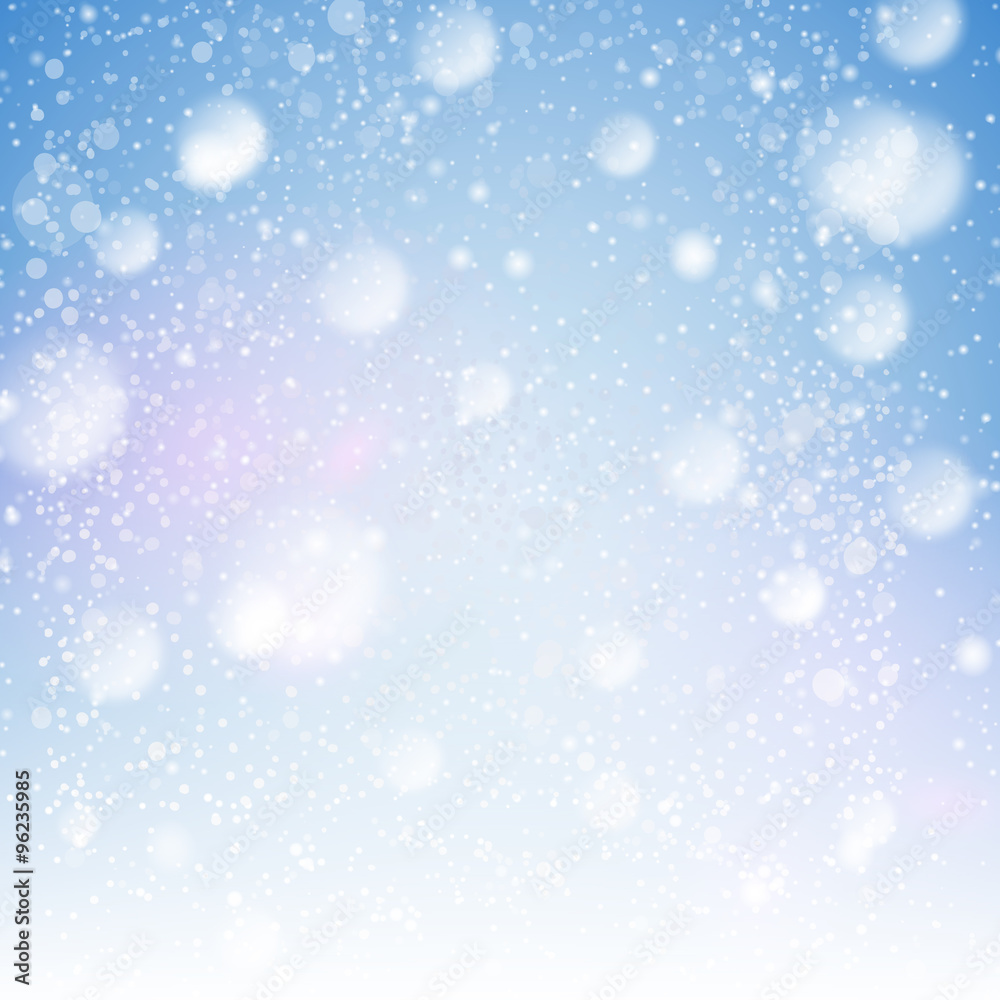 Cold winter sky with snowing illustration