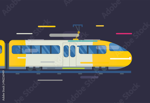 Passenger and transportation trains vector collection