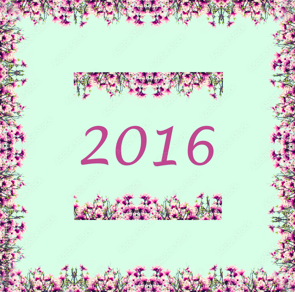 Magic background for greeting the New Year, 2016 (frame, postcar