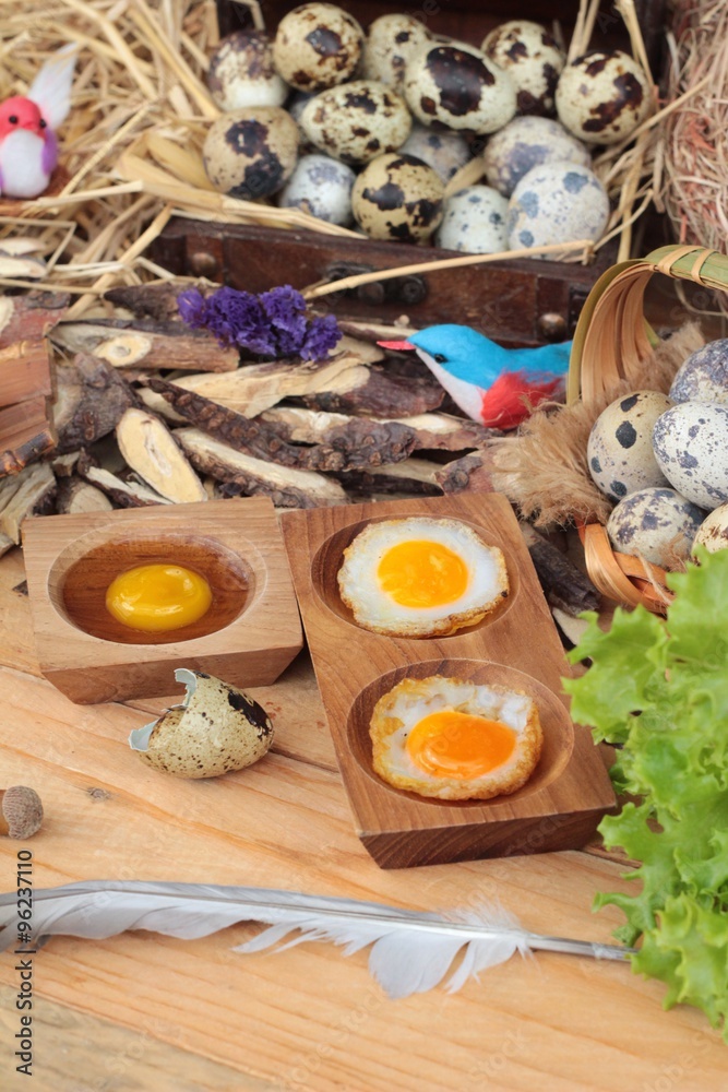 Quail eggs and fried quail eggs of delicious. Quail eggs and fried quail eggs of delicious.