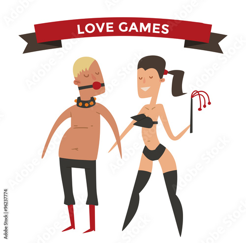 Sadism woman and man cartoon vector illsutration