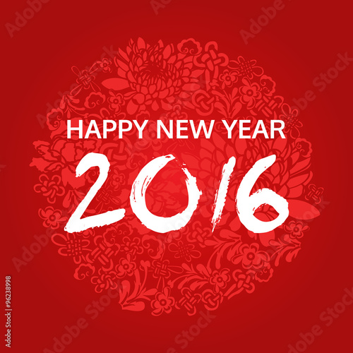 happy chinese new year 2016, red card, vector