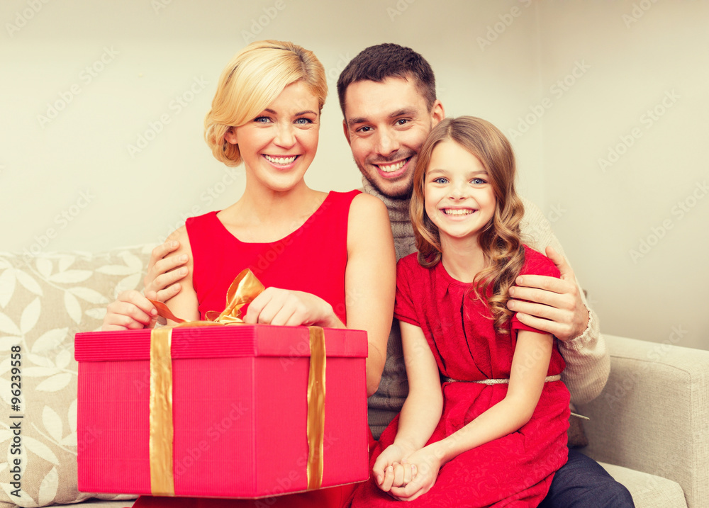 happy family opening gift box happy family opening gift box