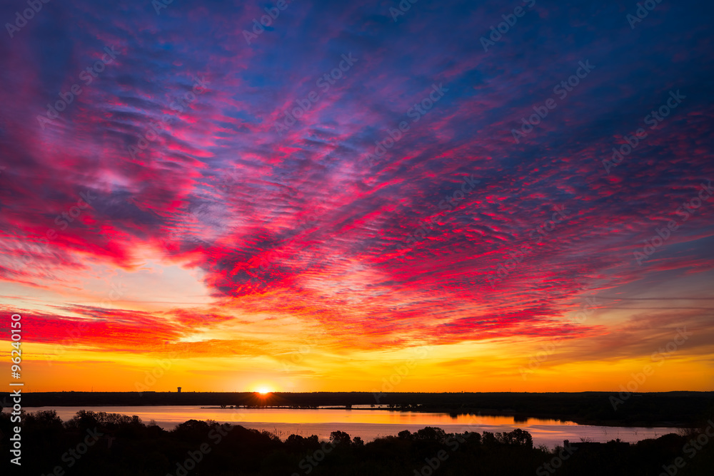 Colorful Sunrise Over the Lake