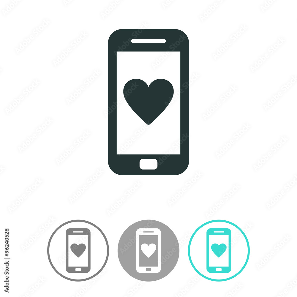 Smartphone with heart vector icon. Smartphone with heart vector icon.