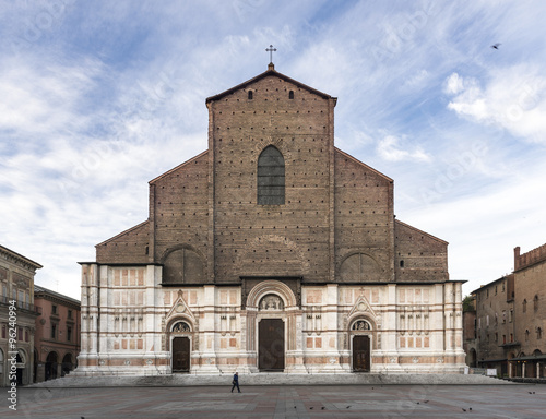 Basilica de San Petronio in the Piazza Maggiore of Bologna, Italy photo