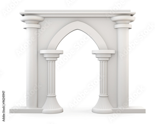 Front view of a Entrance with columns isolated on white backgrou