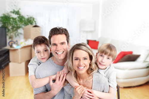 Happy family in a new house.