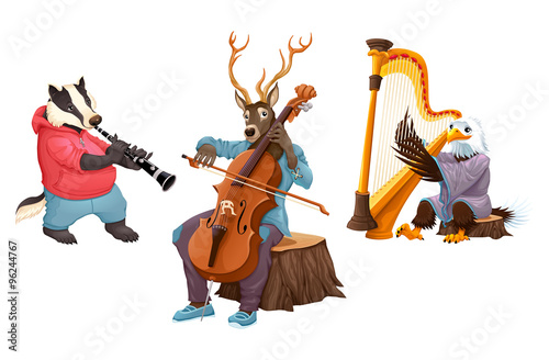 Musician cartoon animals