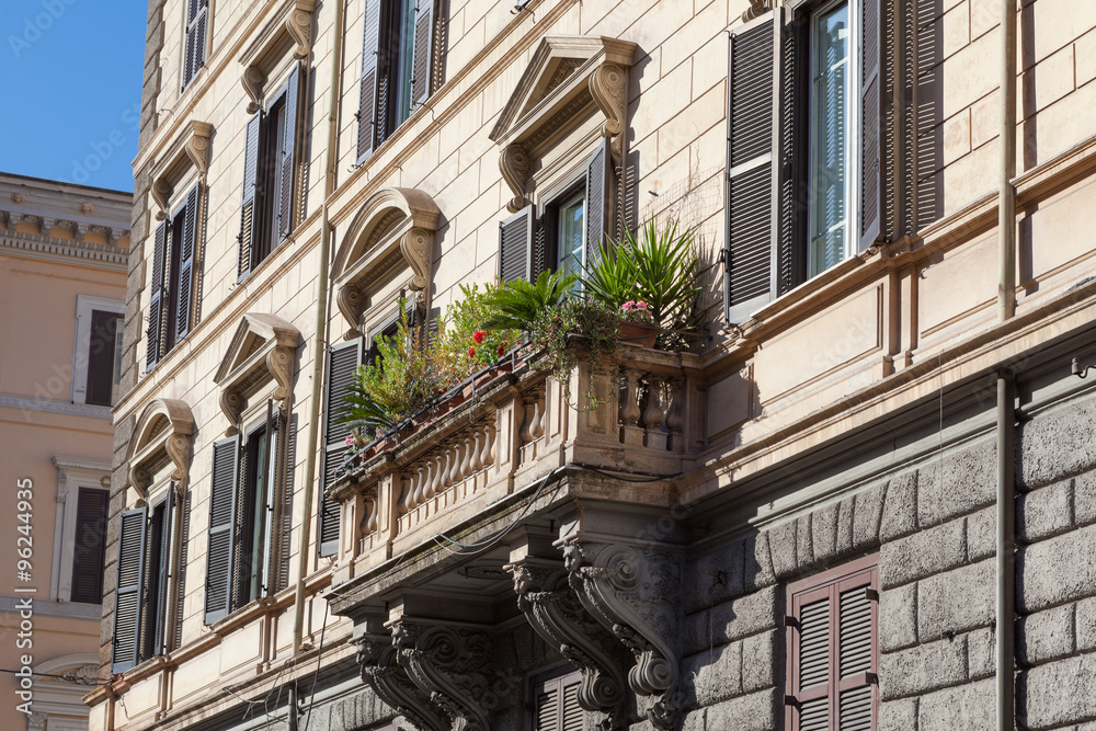 Traditional Italian balcony with plants