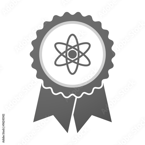 Vector badge icon with an atom