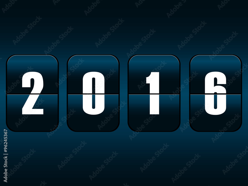 New year 2016 card. Mechanical timetable counter. New year 2016 card. Mechanical timetable counter.