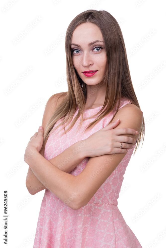 Young beautiful woman portrait, isolated over white. Young beautiful woman portrait, isolated over white.