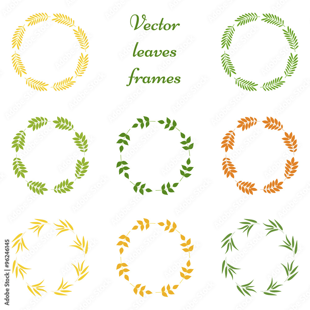 Set of leaves frames, vector illustration Set of leaves frames, vector illustration