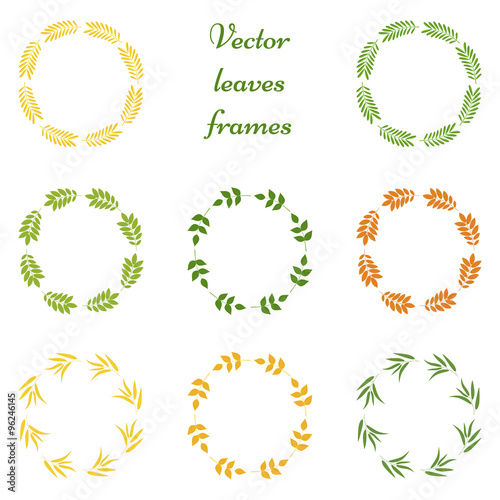 Set of leaves frames, vector illustration