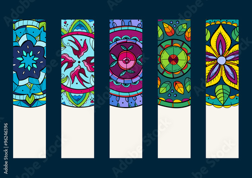 Set 1 of banners, with hand drawn mandalas