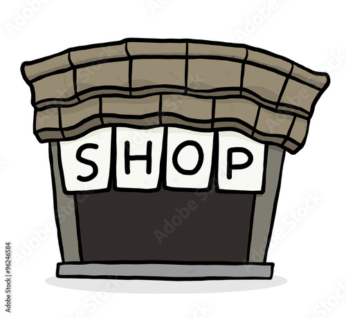 front of shop building / cartoon vector and illustration, hand drawn style, isolated on white background.