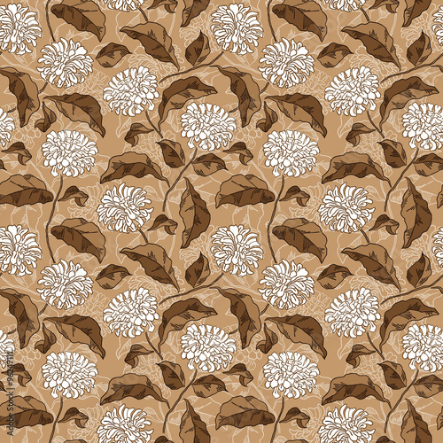 Floral seamless pattern. Background with chrysanthemum