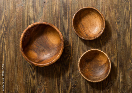 wooden bowls on table