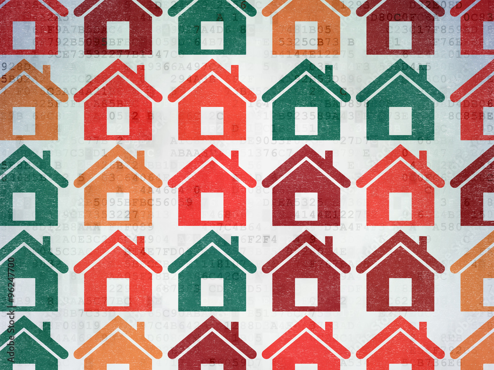 Finance concept: Home icons on Digital Paper background Finance concept: Home icons on Digital Paper background
