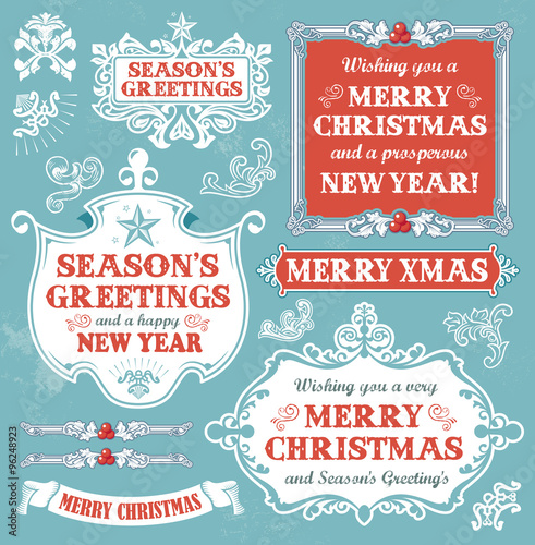 Christmas set - retro labels, banners and signs