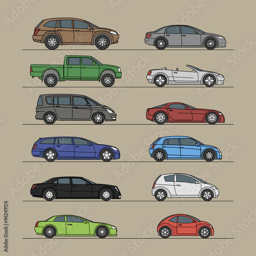 different car icon set