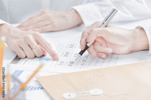 Business people discussing the charts and graphs showing the res