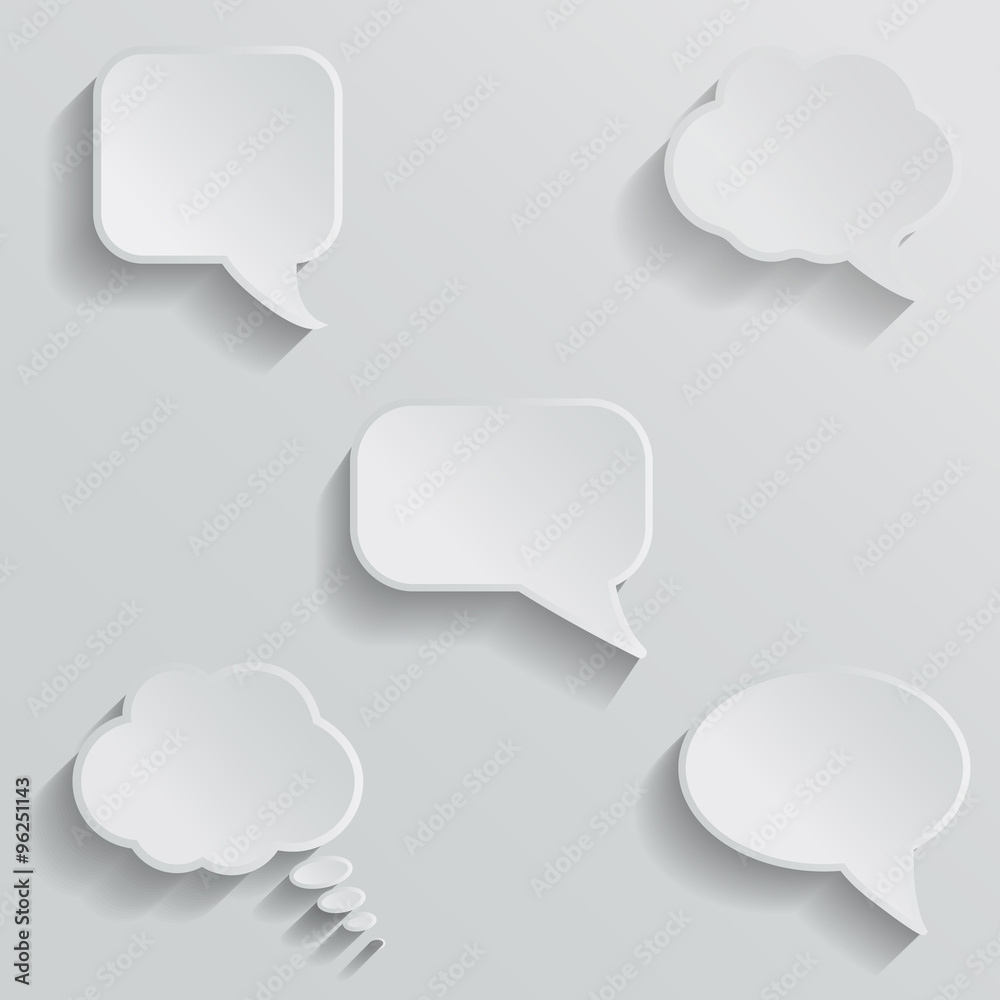 Chat bubbles - paper cut design. White color on light grey background. Chat bubbles - paper cut design. White color on light grey background.