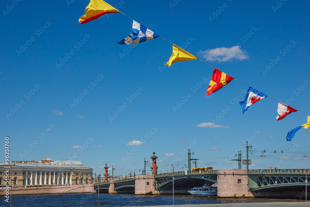 Palace Bridge and naval flags