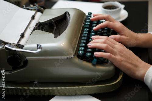 typewriter woman hands