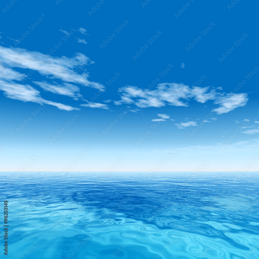 Conceptual blue sea or ocean water with sky Conceptual blue sea or ocean water with sky