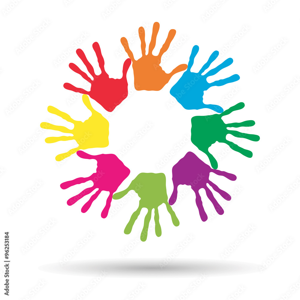 Conceptual children painted hand print isolated Conceptual children painted hand print isolated