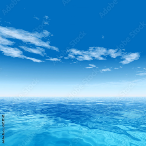 Conceptual blue sea or ocean water with sky