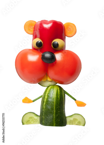 Hamster made of pepper, tomato and cucumber