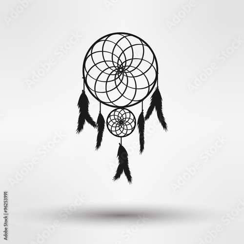 dream catcher silhouette in black color isolated on white background. vector illustration