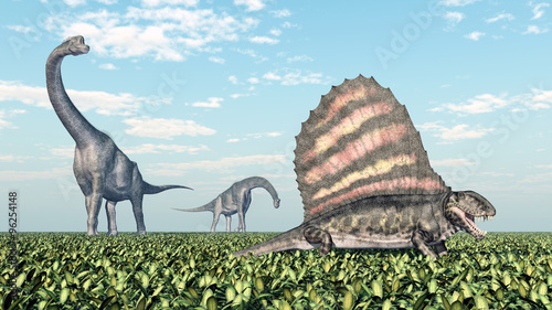 Brachiosaurus and Dimetrodon photo