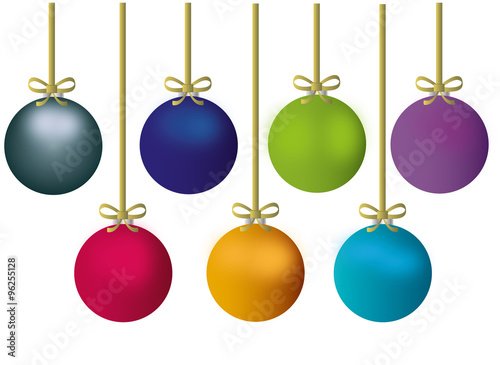 Décorations de Noël suspendus, or, isolé, fond, boules, par chemein