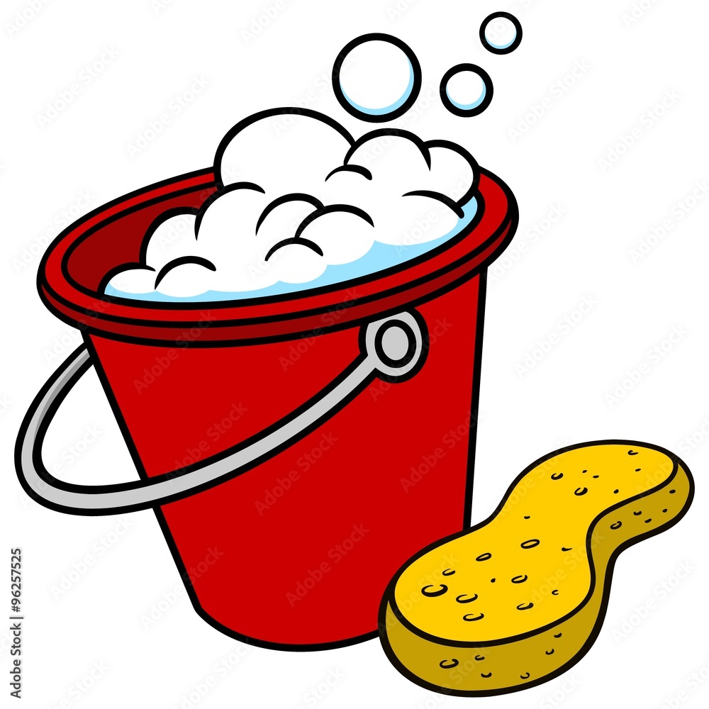 Car Wash Bucket and Sponge Stock 벡터 Adobe Stock