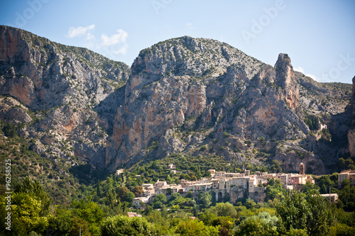 Moustiers-Sainte-Marie village view in Provence, France