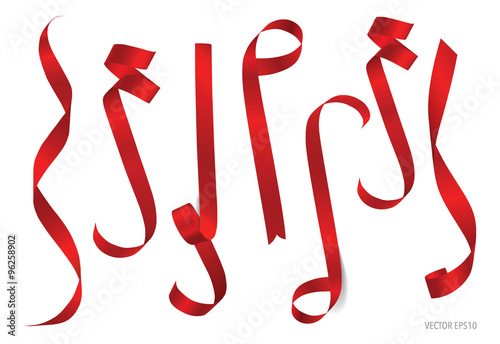 Shiny red ribbon on white background with copy space. © jannoon028