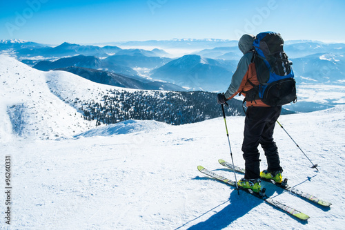 skier on snowy mountain