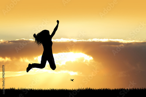 Wallpaper Mural girl jumping at sunset Torontodigital.ca